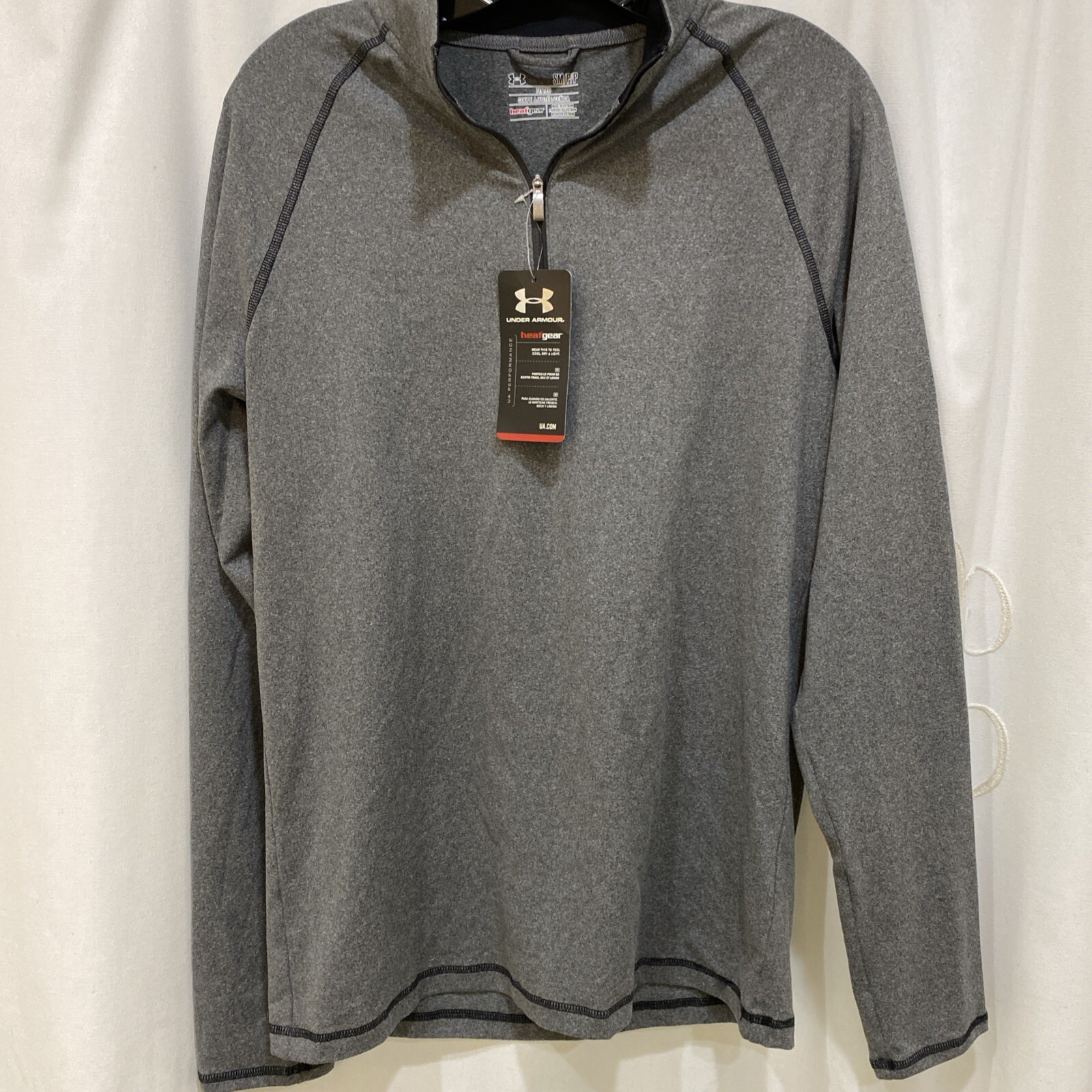 UNDER ARMOUR HEAT GEAR FITTED 1/4 ZIP,NWT,SZ. SMALL,GREY