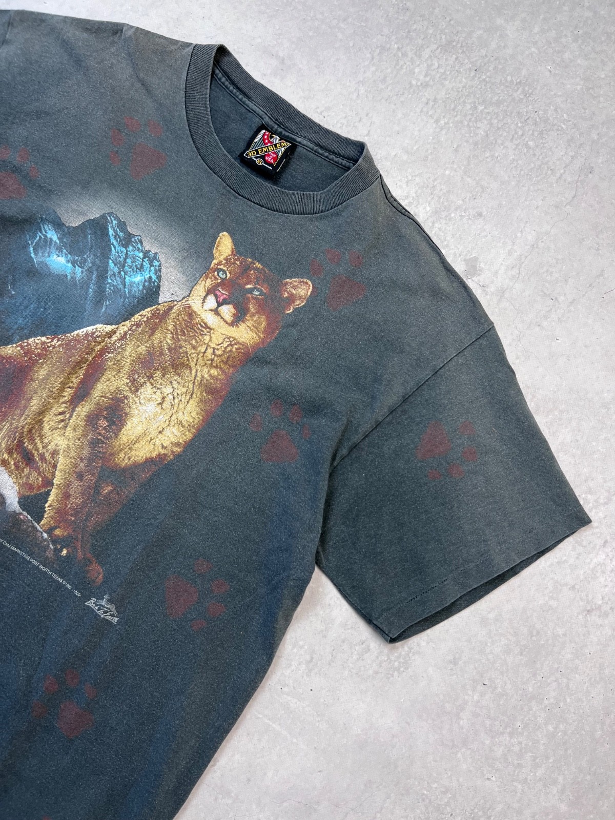 Vintage 1992 3D Emblem Cougar Wildlife Graphic T Shirt XL Made USA Single Stitch