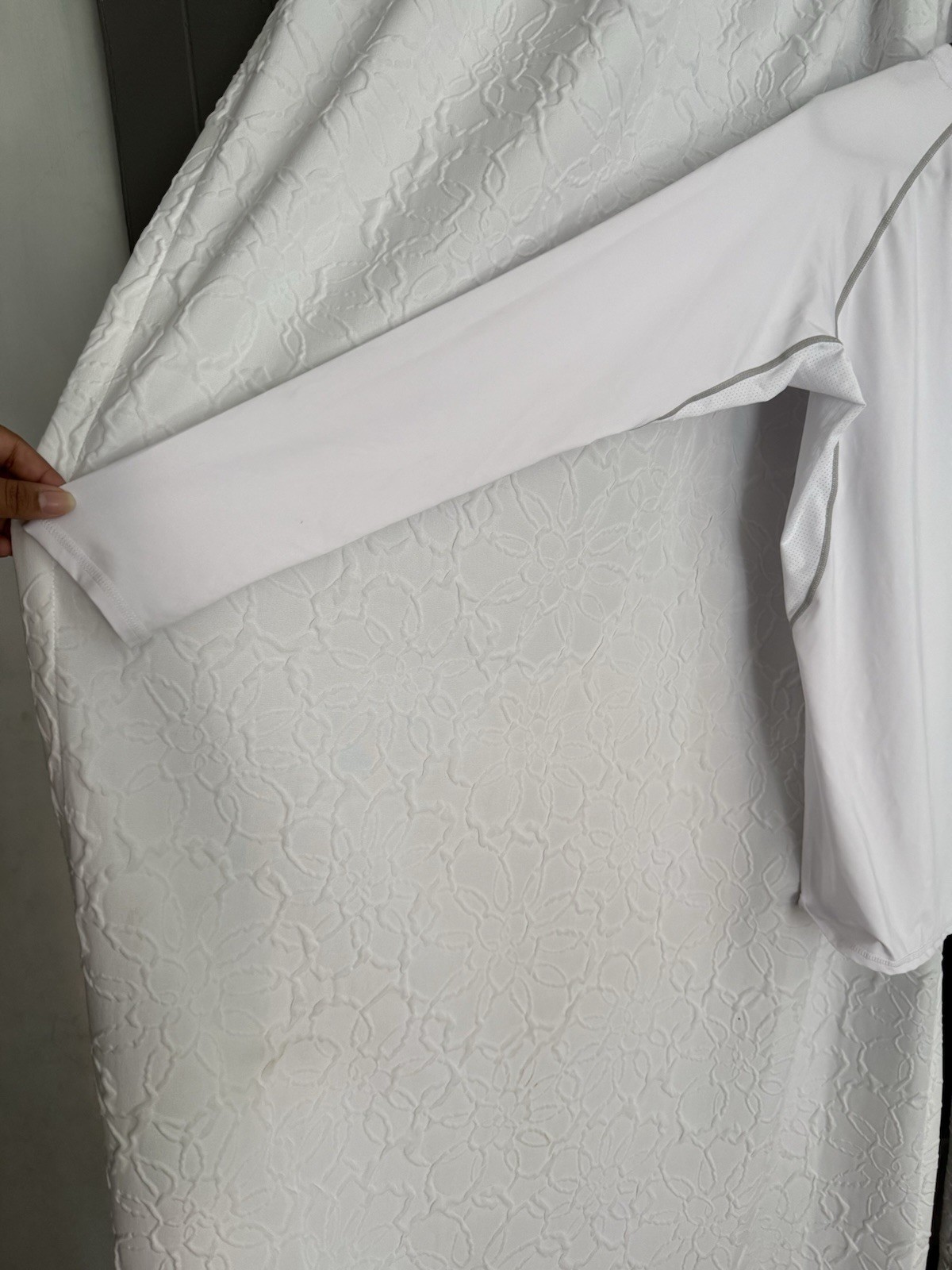 Source Unknown(20)- White Long Sleeve Tee with gray outlining