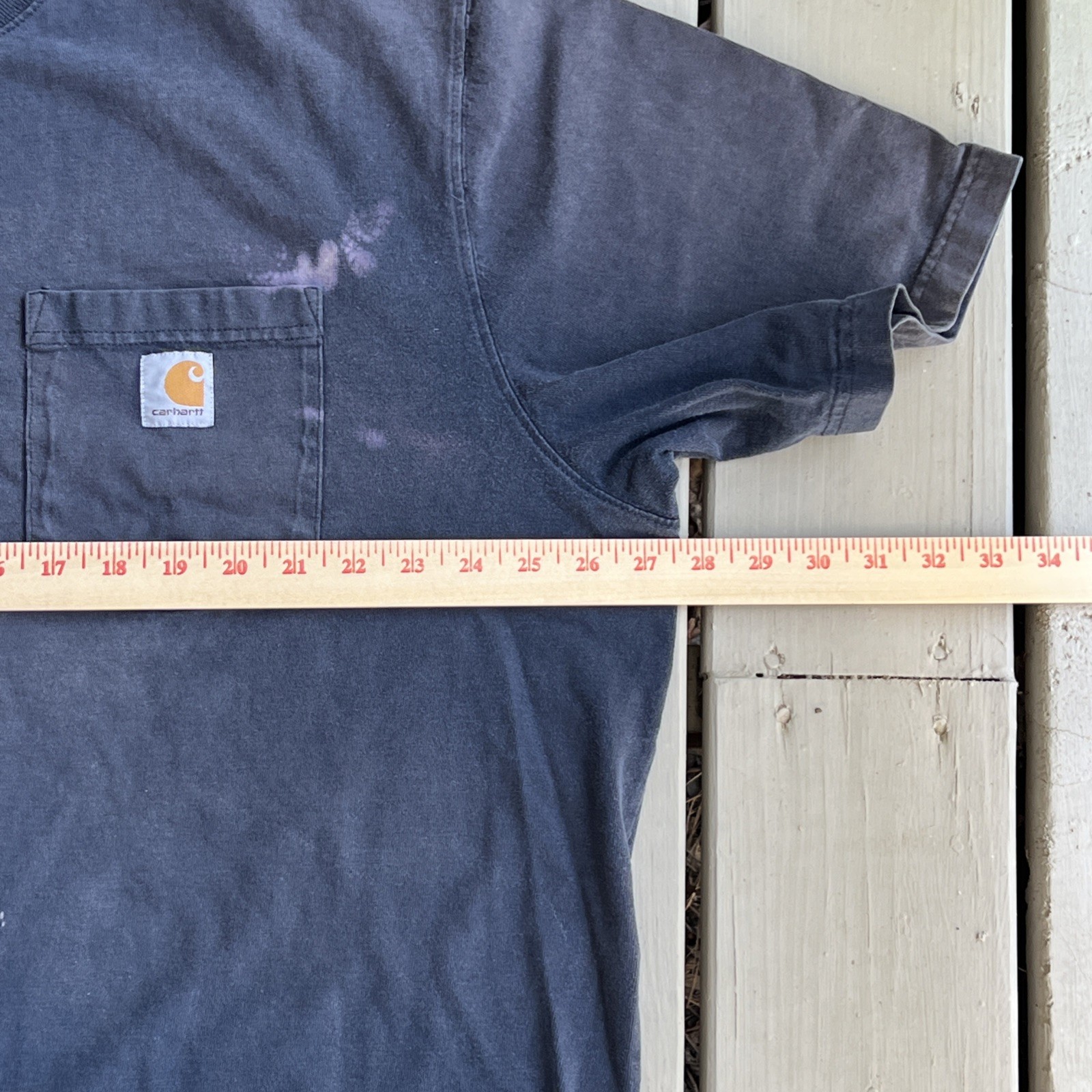 Carhartt Original Fit Mens 2XL Navy Pocket Tee Bridge Graphic Distressed Faded