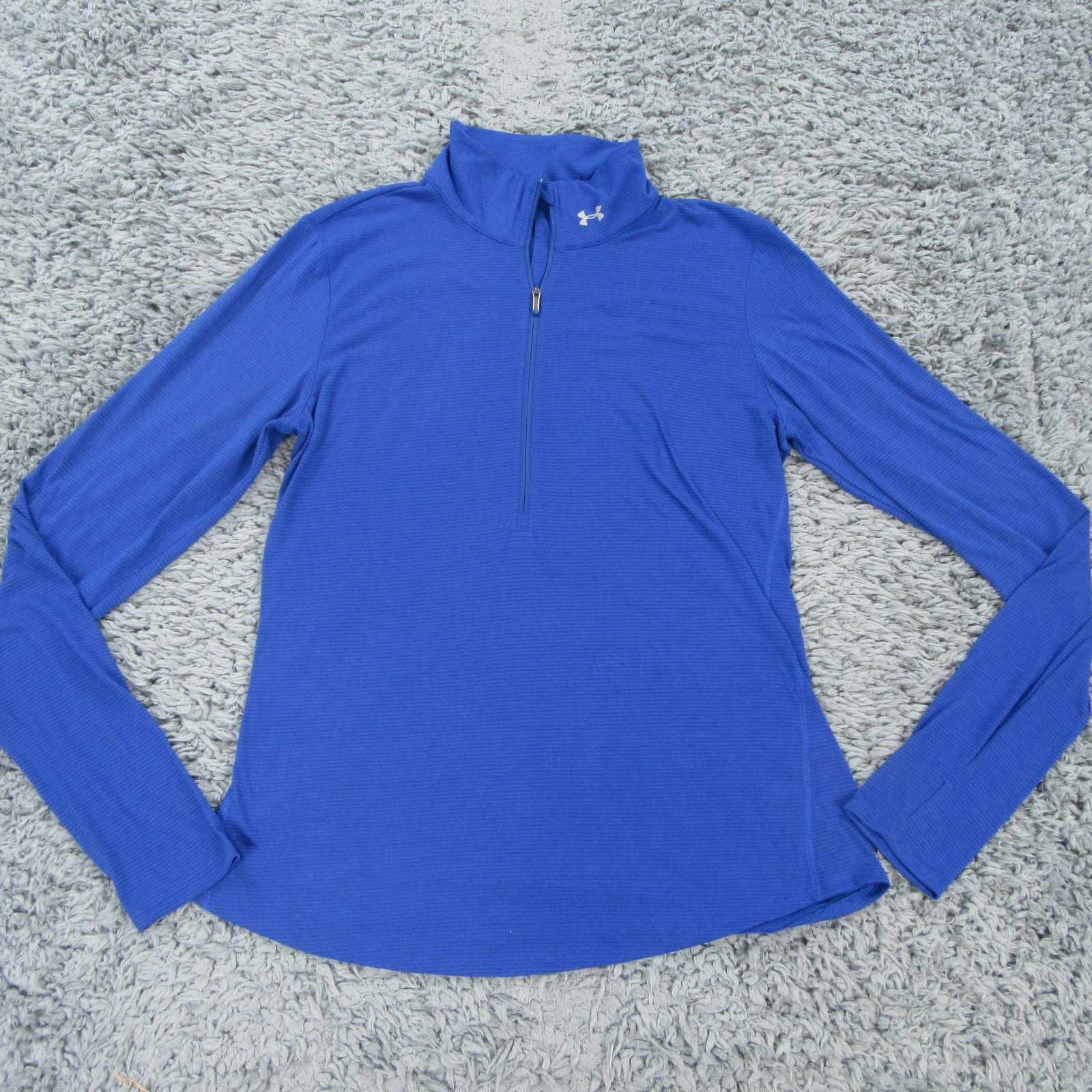 Under Armour Shirt Mens Large Blue Striped Lightweight Stretch Knit Run Running