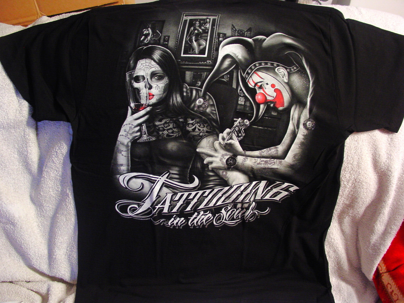 JOKER CLOWN SKULL DAY OF THE DEAD TATTOO TATTOOING IN THE SOUL T-SHIRT