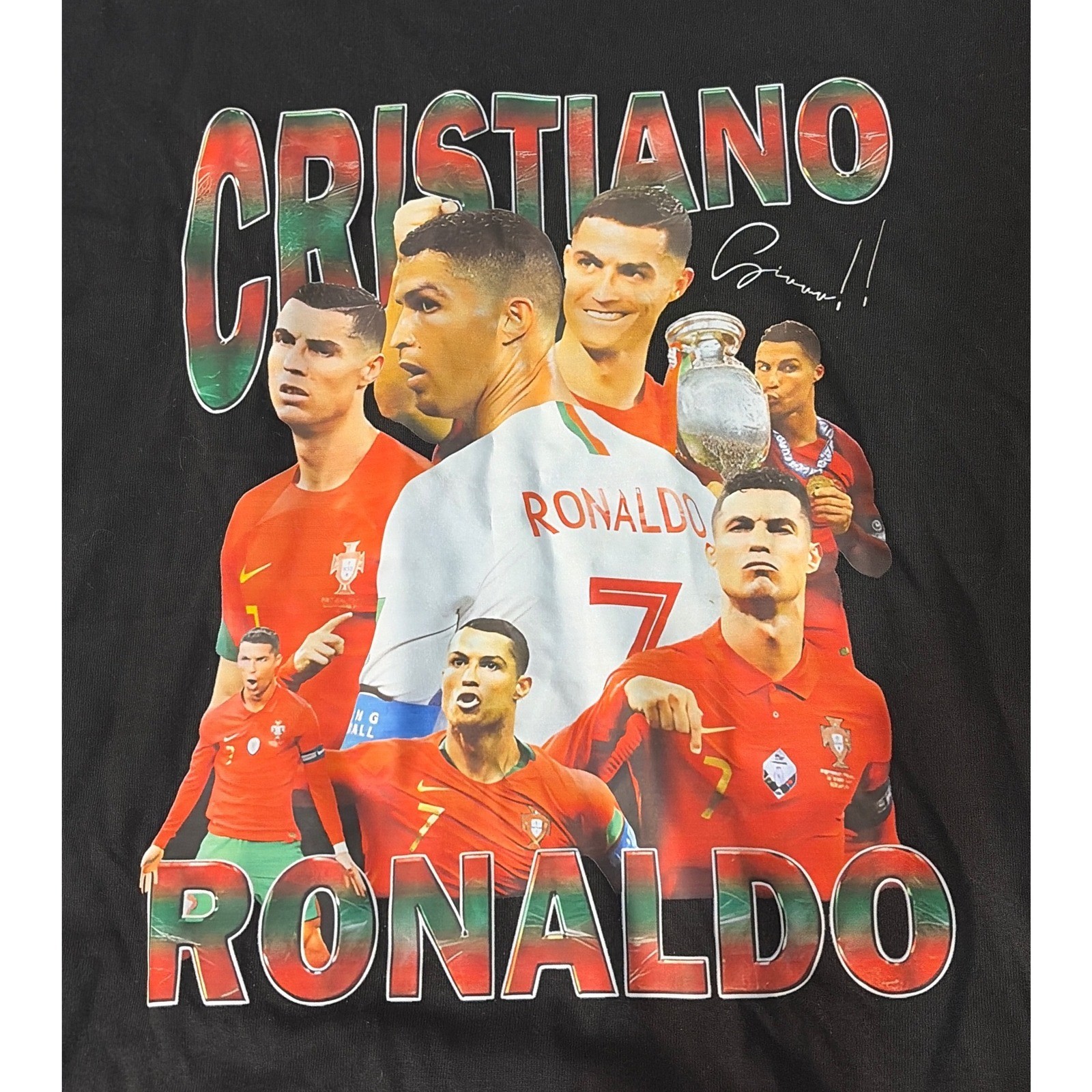 Cristiano Ronaldo Portugal Soccer Graphic Tee Shirt Black XL CR7 Bootleg Style