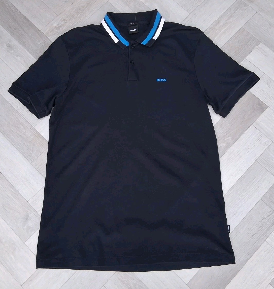 GEN Men’s Hugo boss polo shirt SHORT SLEEVE UK T SHIRT BLUE /LOVELY L SLIM