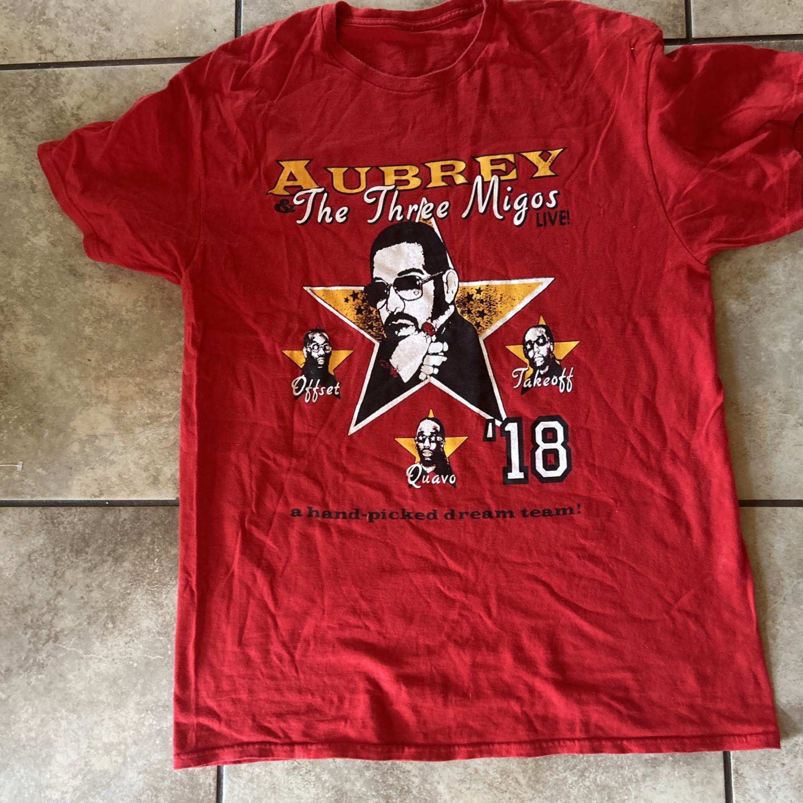 Aubrey and the Three Amigos Red Tour Shirt Adult Size Large