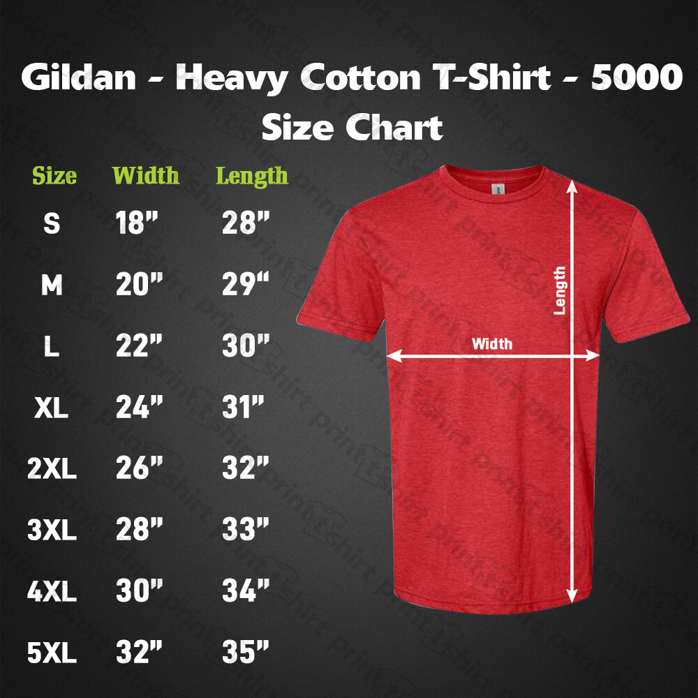 Gildan – Softstyle Heavy Cotton T-Shirt – 5000 Basic Unisex Classic Fit T-Shirt