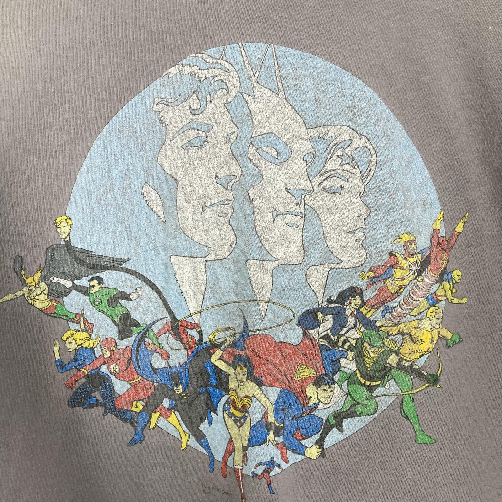 Vintage DC Comics Justice League Shirt Mens Large Gray Superhero Graphic Tee 90s