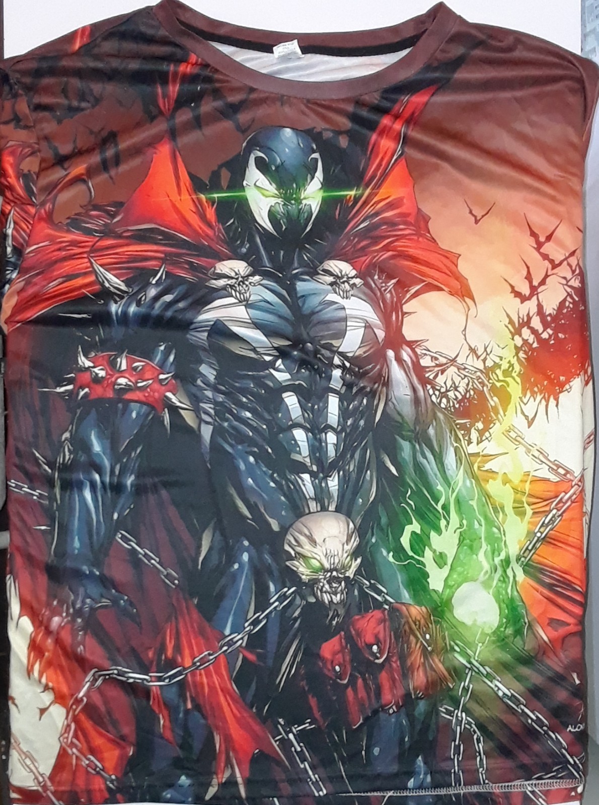 Spawn 6XL All Over Print Graphic Shirt Sword Skull Stretch Comic Tee