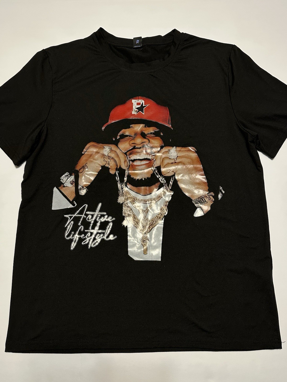 Romwe Active Lifestyle Streetwear Graphic T-Shirt Black Men’s Size Medium