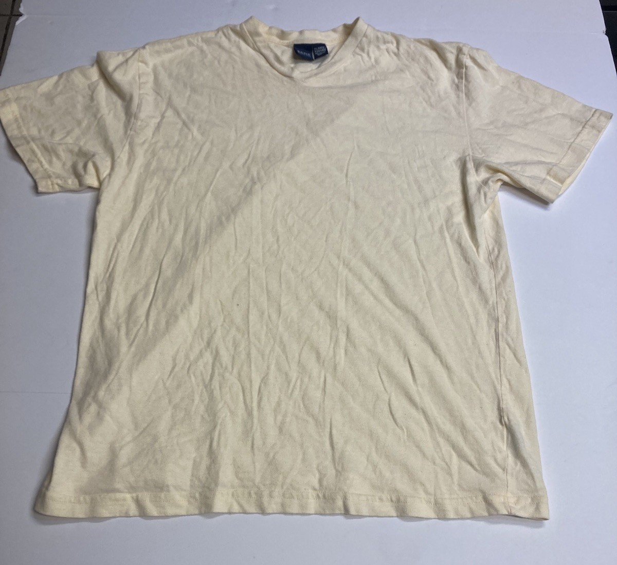 Basic Editions Men’s XL Beige Solid V-Neck Short Sleeve Cotton Knit T-Shirt