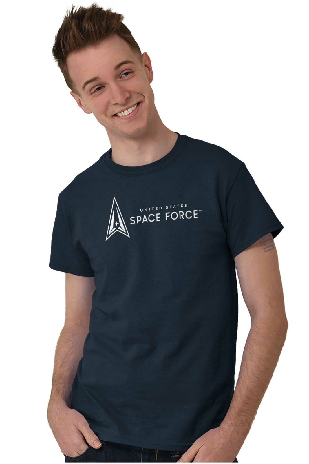 Military United States Space Force USSF Logo Womens or Mens Crewneck T Shirt Tee
