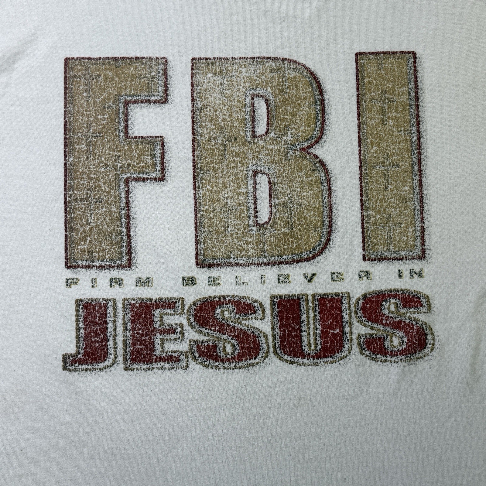 Vintage FBI Firm Believer In Jesus T Shirt XL Jerzees Religious Tee
