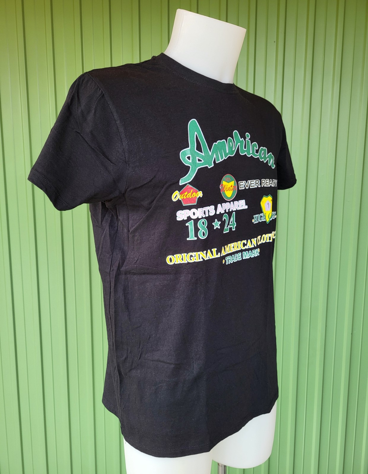BY AMERICAN [Size L] Black Cotton Crew Neck T-Shirt (PANINARO)
