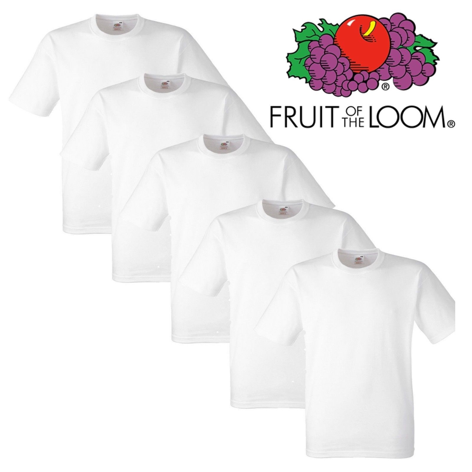 Set 1x 2x 3x 5x Fruit Of The Loom Mens Boys Girls Kids T-Shirts Plain 100%Cotton