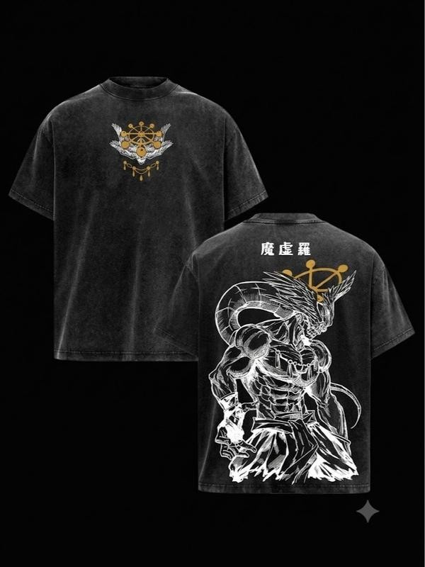 Mahoraga JJK Anime Graphic Tee, Vintage Washed Oversized Dark Anime Streetwear T