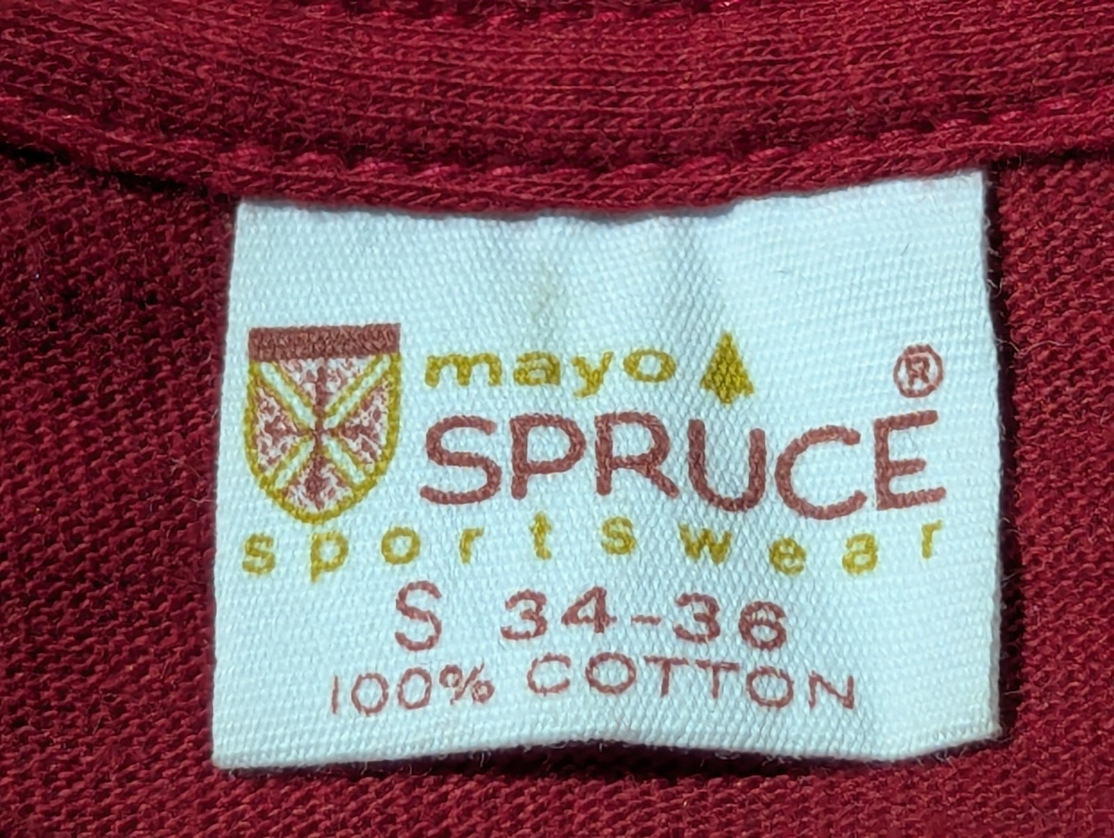 Vintage 60s 70s Mayo Spruce Wine Red Single Stitch Pocket T Shirt XS Nos