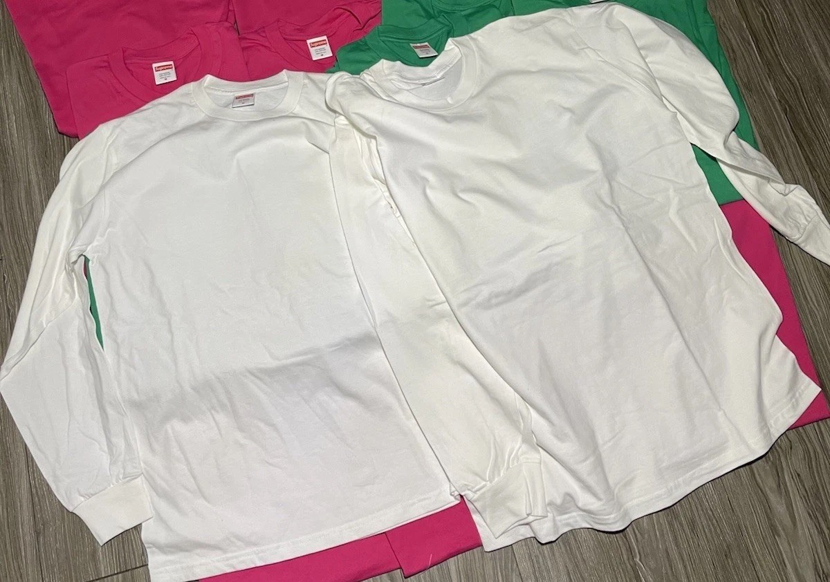Supreme Blank Shirt Lot LS SS Multicolor NWOT Made In USA Box Logo Streetwear