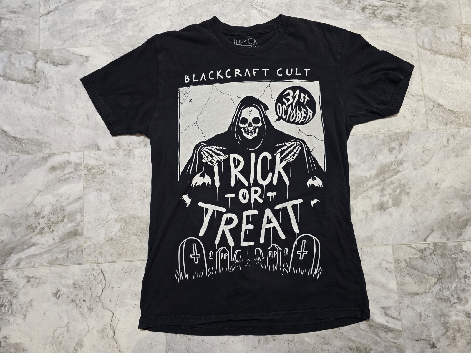 Blackcraft Cult Trick Or Treat T-Shirt Mens Sz M Black Grunge Rock Halloween