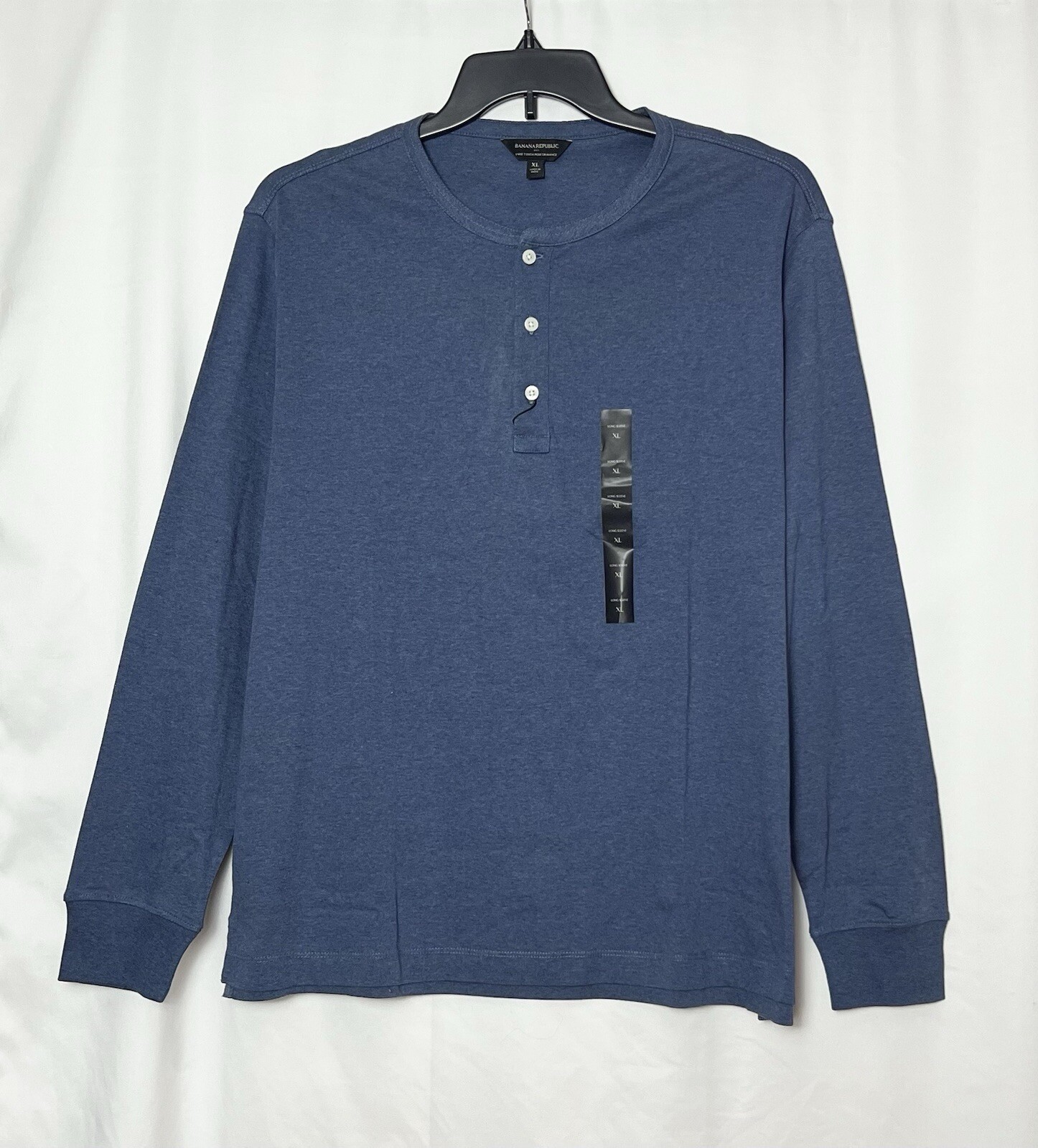 Banana Republic Men’s Long Sleeve Anti-odor Breathable Henley T-Shirt Blue Sz XL