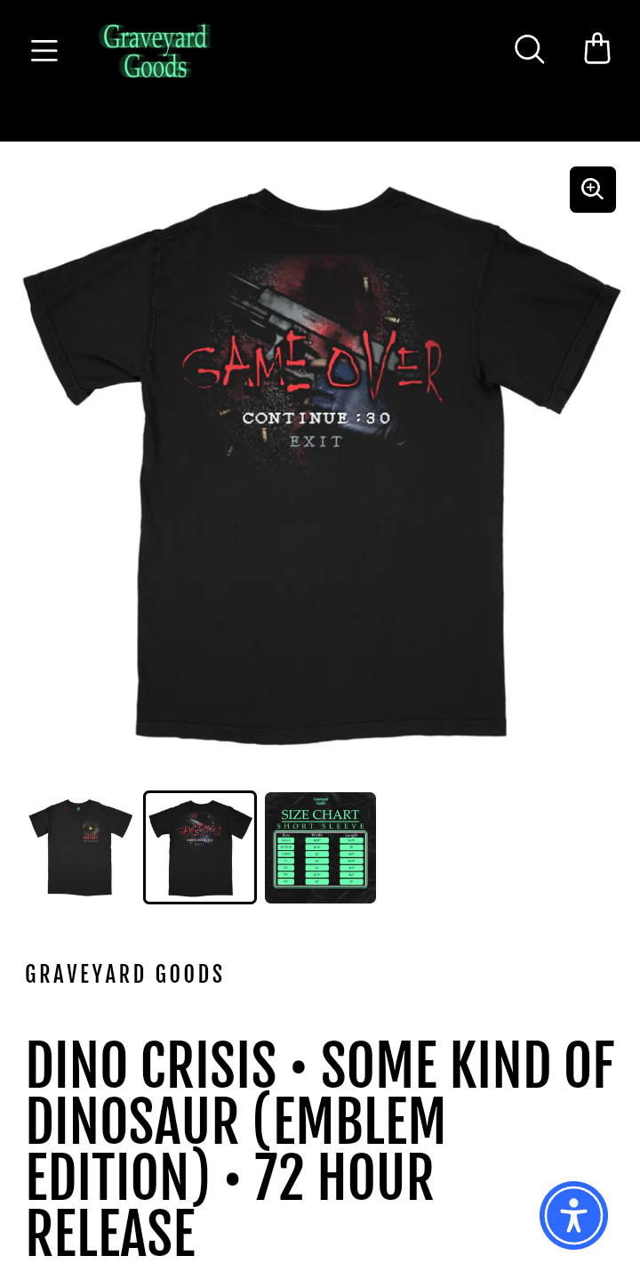 Graveyard Goods Large Tee Dino Crisis Emblem Edition Never Worn Brand New Tee