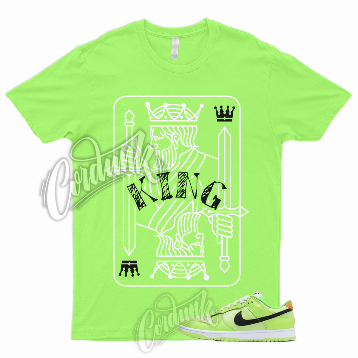 KING T Shirt to Match Dunk Low Volt Glow In The Dark Total Orange Green Strike 1