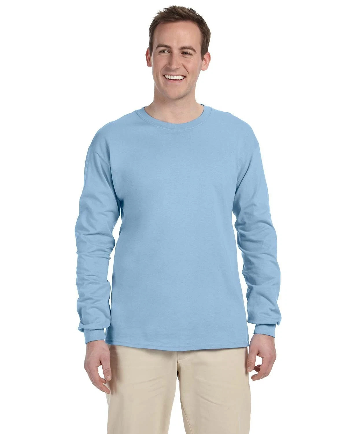 Gildan G240 Men’s Ultra Preshrunk Cotton Crew Neck Long Sleeve Tee Top T-Shirt