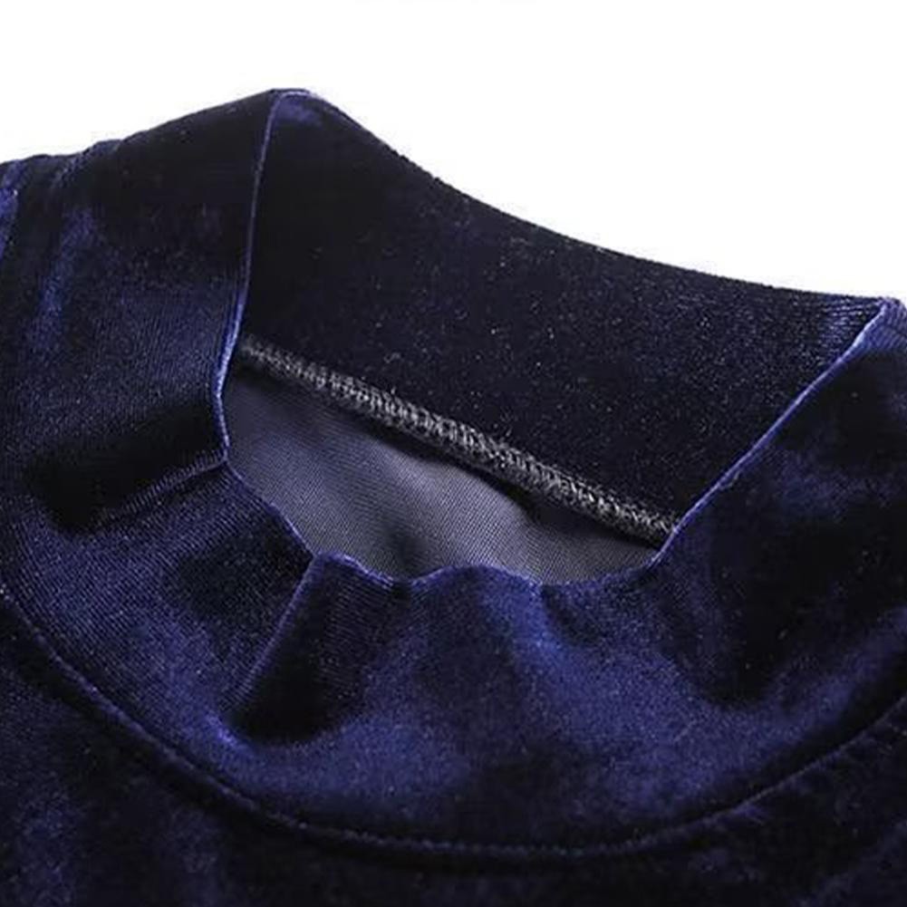 Mens Velvet Slim Half Turtleneck Pullover Long Sleeve Elastic Blouse Tops