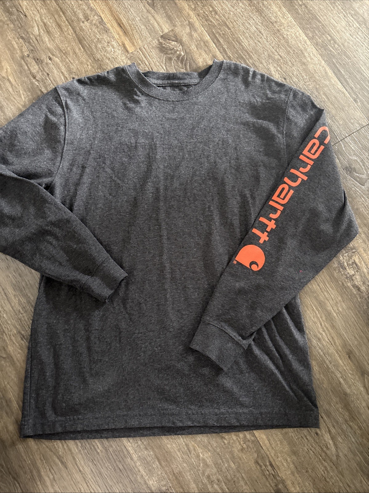 Carhartt Men’s Long Sleeve Logo T Shirt Loose Fit Carbon Heather Gray Size M