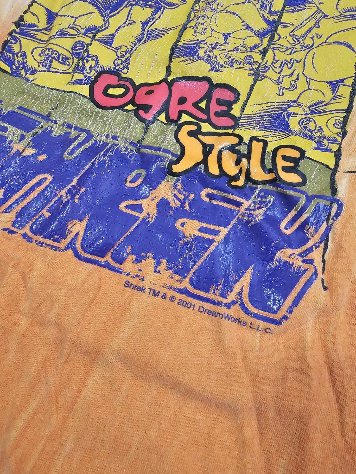 2001 Vintage Ogre Style Shrek Skateboard T Shirt Size Medium Used As-Is See Pics