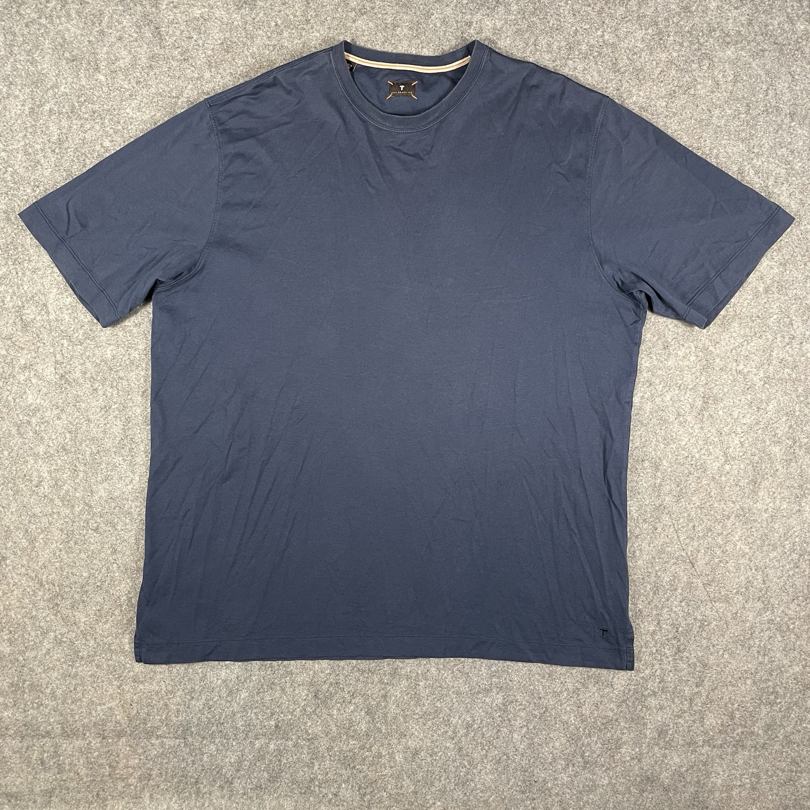 Left coast Tee T-Shirt Mens 2XL XXL Blue Crewneck Short Sleeve Pima Cotton