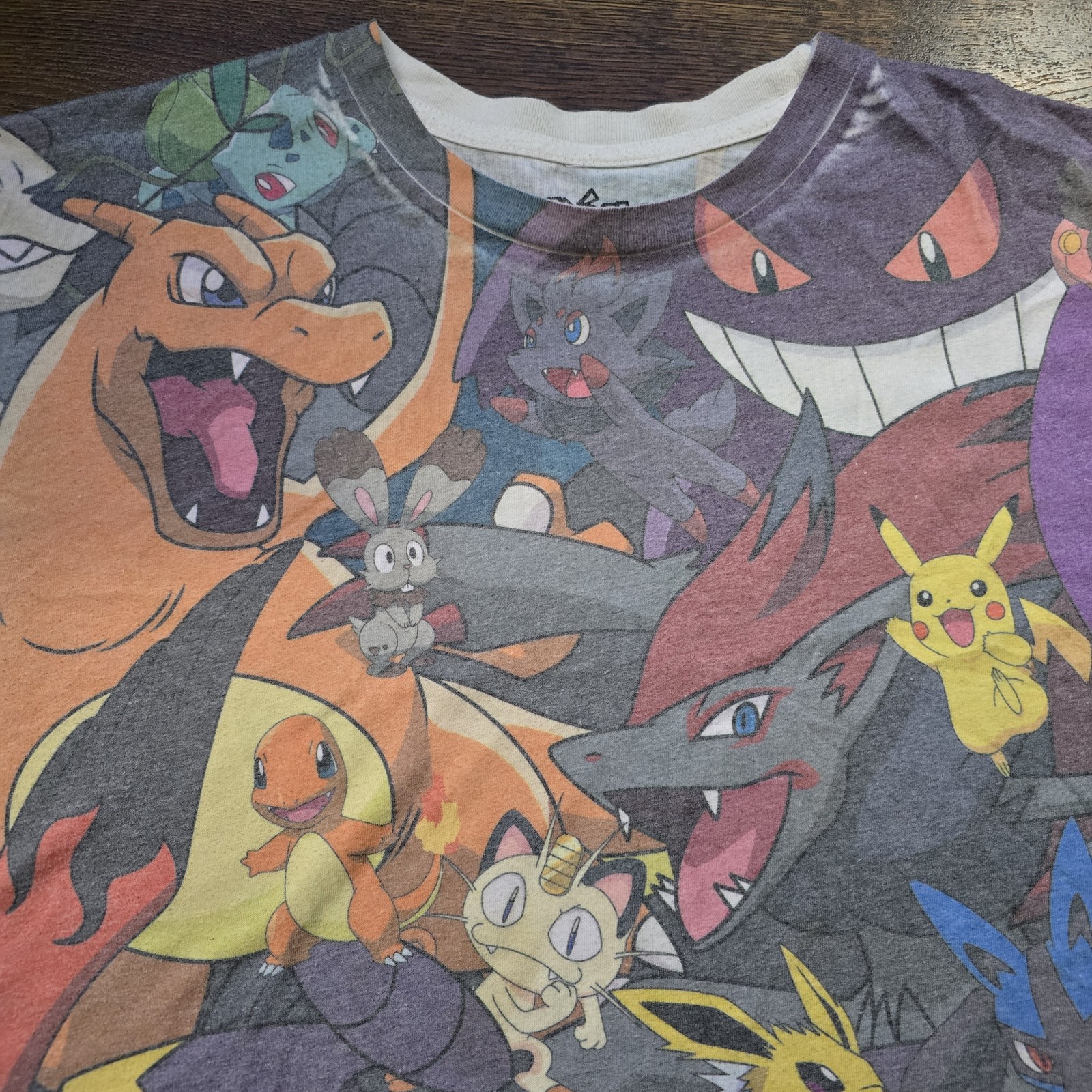 Pokemon Shirt Mens Medium Multicolor All Over Print Character Graphic Tee AOP