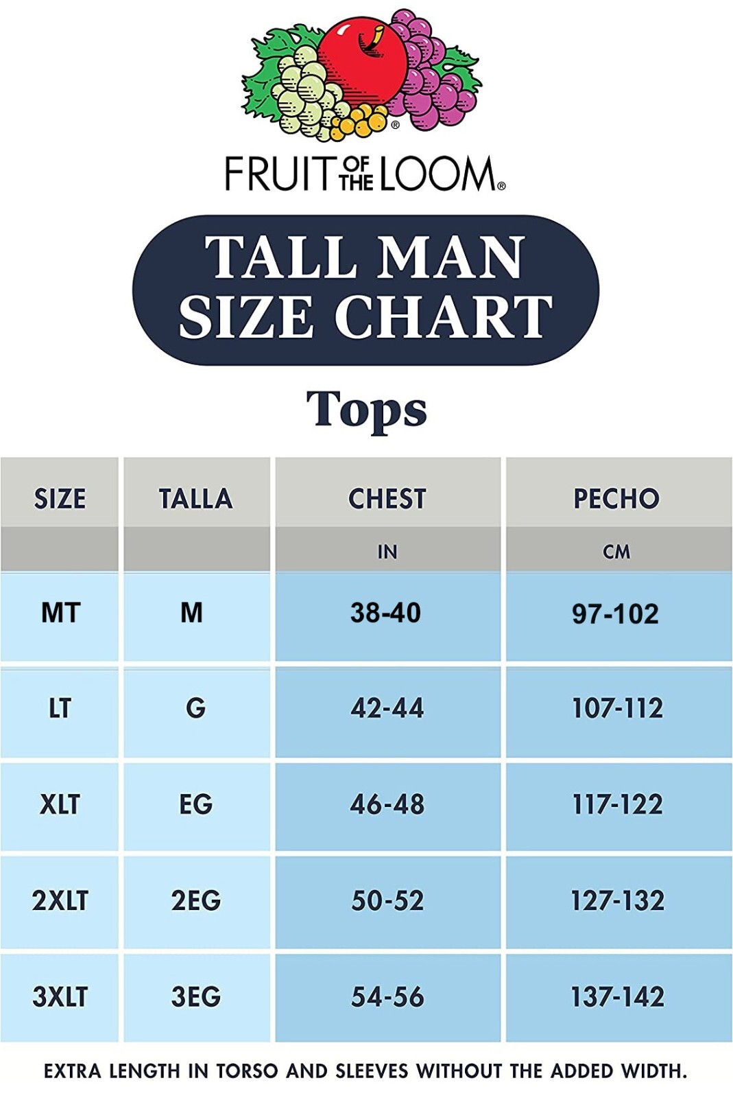 3 White Tall Man 3XT 54-56 Inch Crew Neck T-Shirts Fruit Of The Loom 137-142 CM