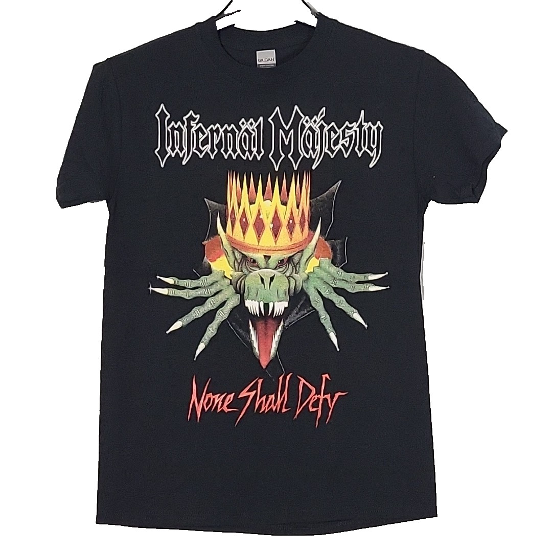 INFERNAL MAJESTY None Shall Defy L LARGE T-Shirt Black Mens Band Logo