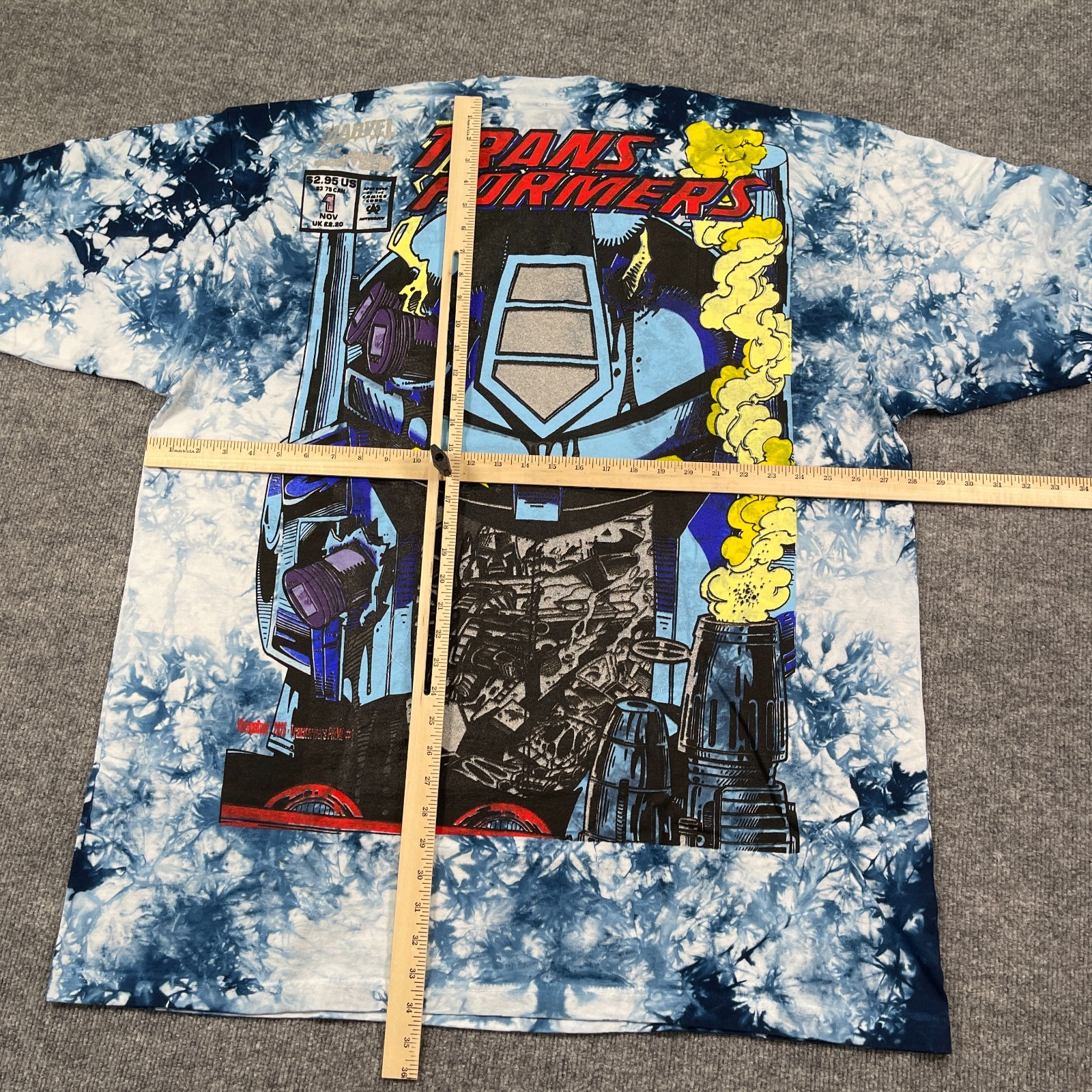 Vintage-Rush Transformers Optimus Prime Anime Art Shirt 3XL 28×35 Tie-Dye