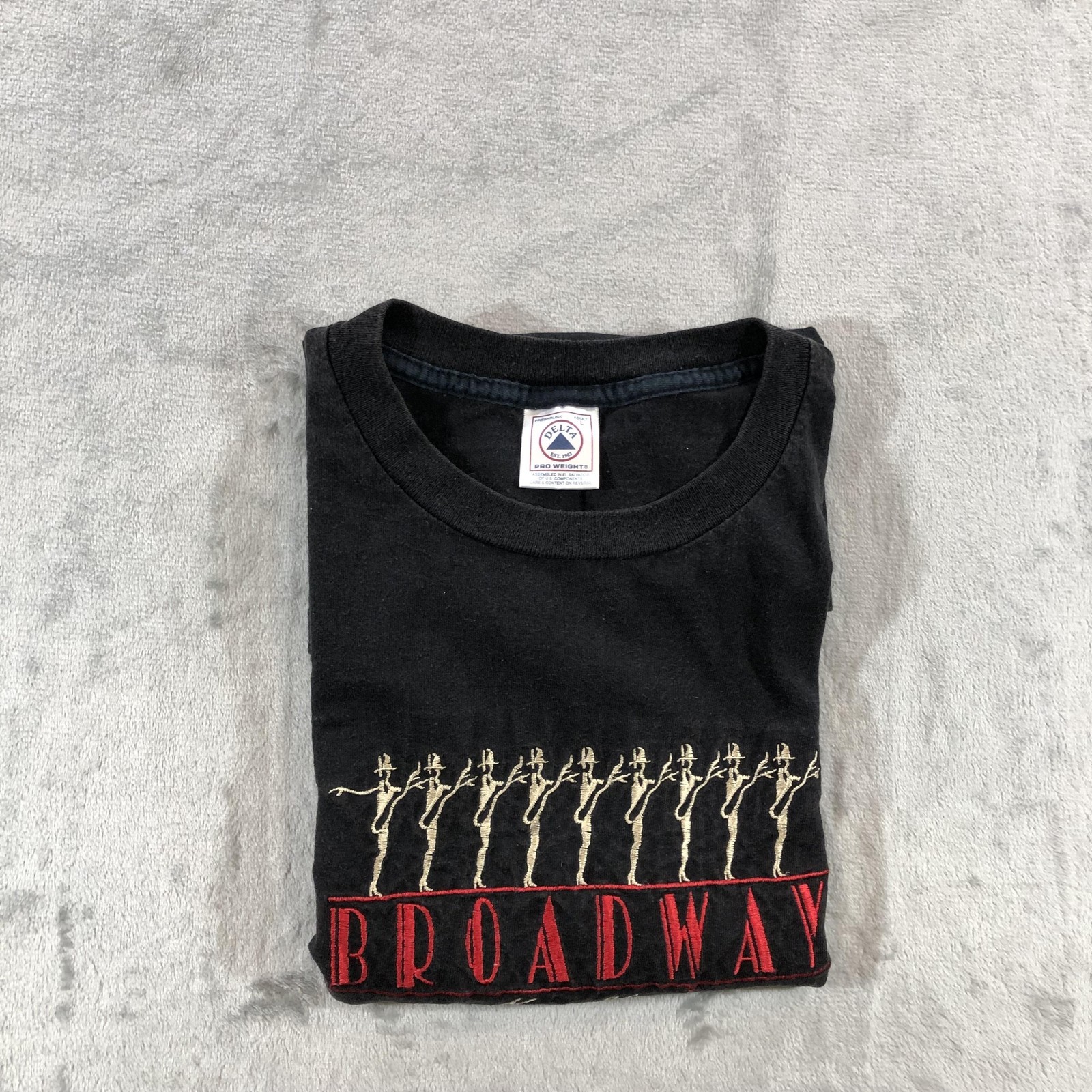 Vintage Broadway New York Shirt Mens Large Black Delta Theater Graphic Tee