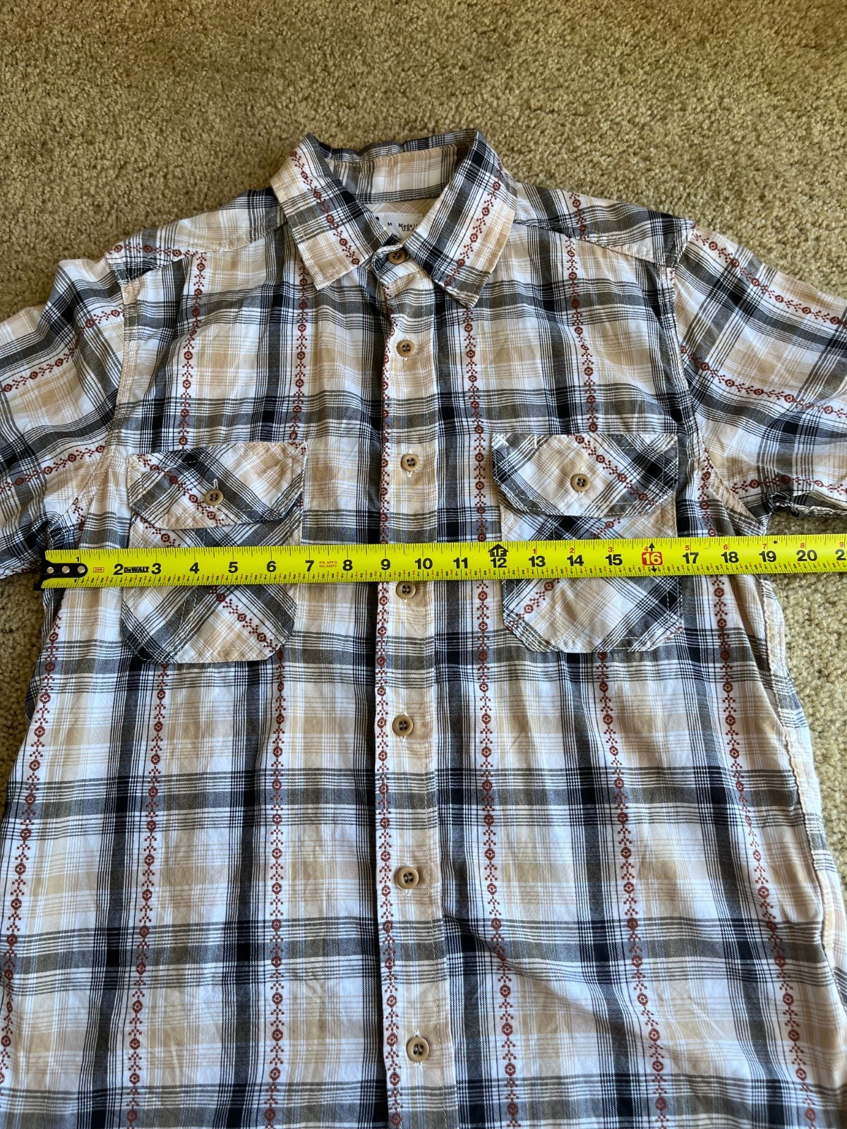 Tellason Made in USA Plaid Western Shirt Men’s Medium 100% Cotton Short Sleeve