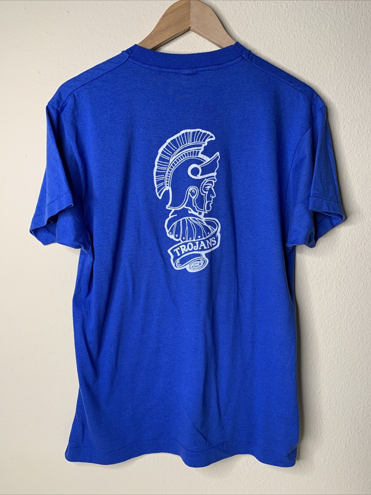 Vintage Taravella Trojans Shirt Mens Sz XL High School Sports Logo Tee 80s