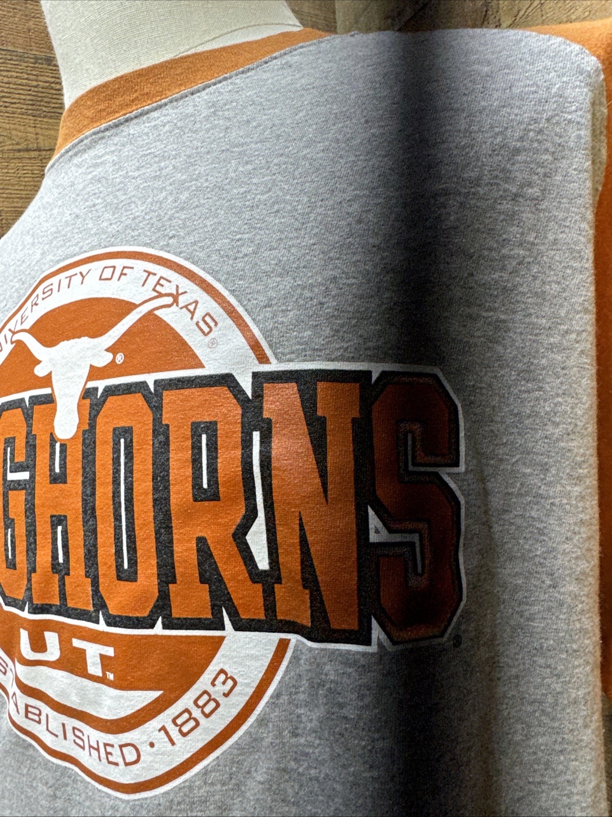 TEXAS LONGHORNS Official NCAA Authentic Apparel Burnout Raglan T-Shirt Sz XL