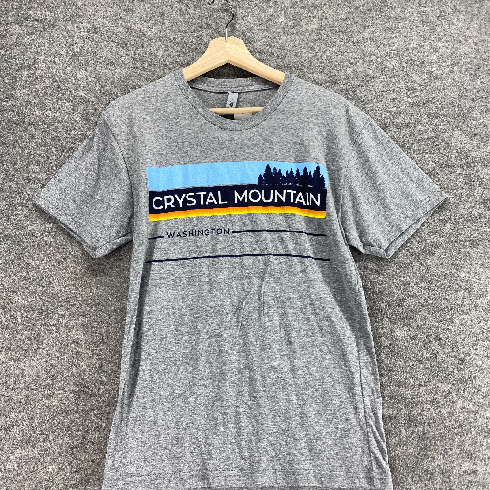 New Next Level T-Shirt Men S Gray Striped Crew Neck Short Sleeve Pullover
