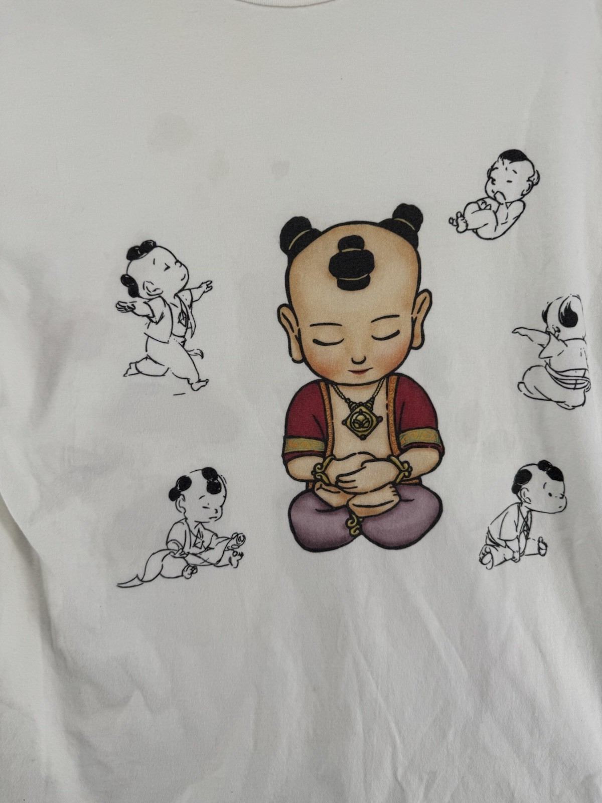 Bay Buddha T Shirt Size Unknown See Measurements, W/stain