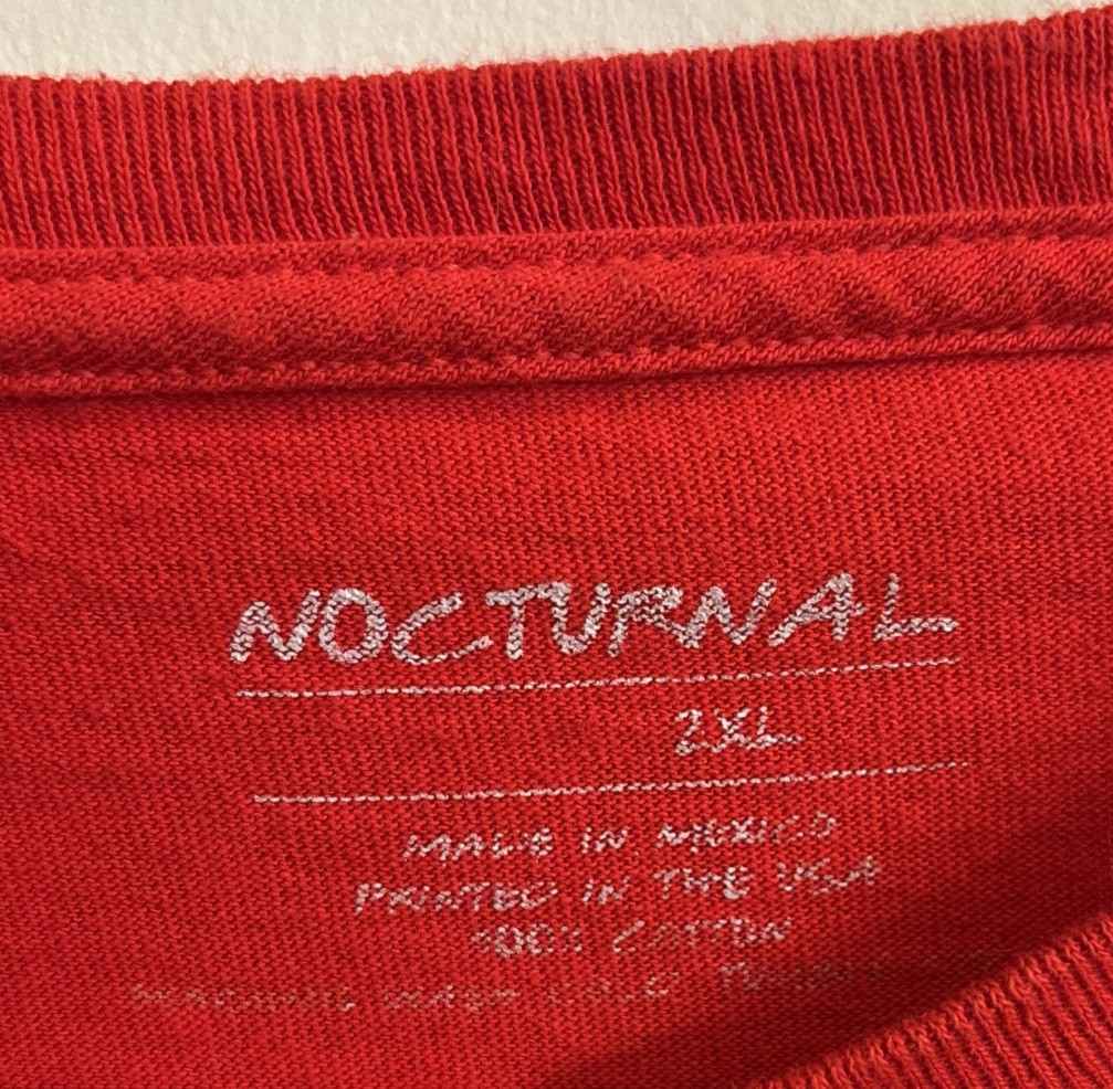 Nocturnal Clothing T-shirt Mens 2XL Red Short Sleeves &Hip Hop, R&B CD Lot Of 12