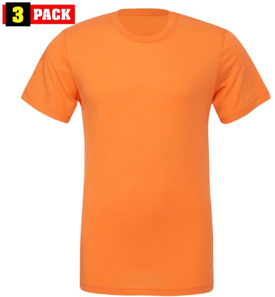 Solid Color Military Style T-Shirts 100% Cotton Ring Spun Short Sleeve Tee 3Pack
