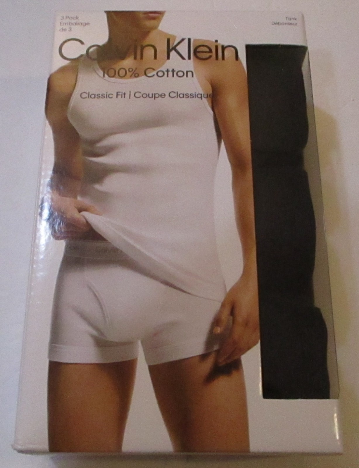 3 PACK CALVIN KLEIN SIZE MEDIUM BLACK RIBBED COTON TANKS T-SHIRTS UNDERSHIRTS