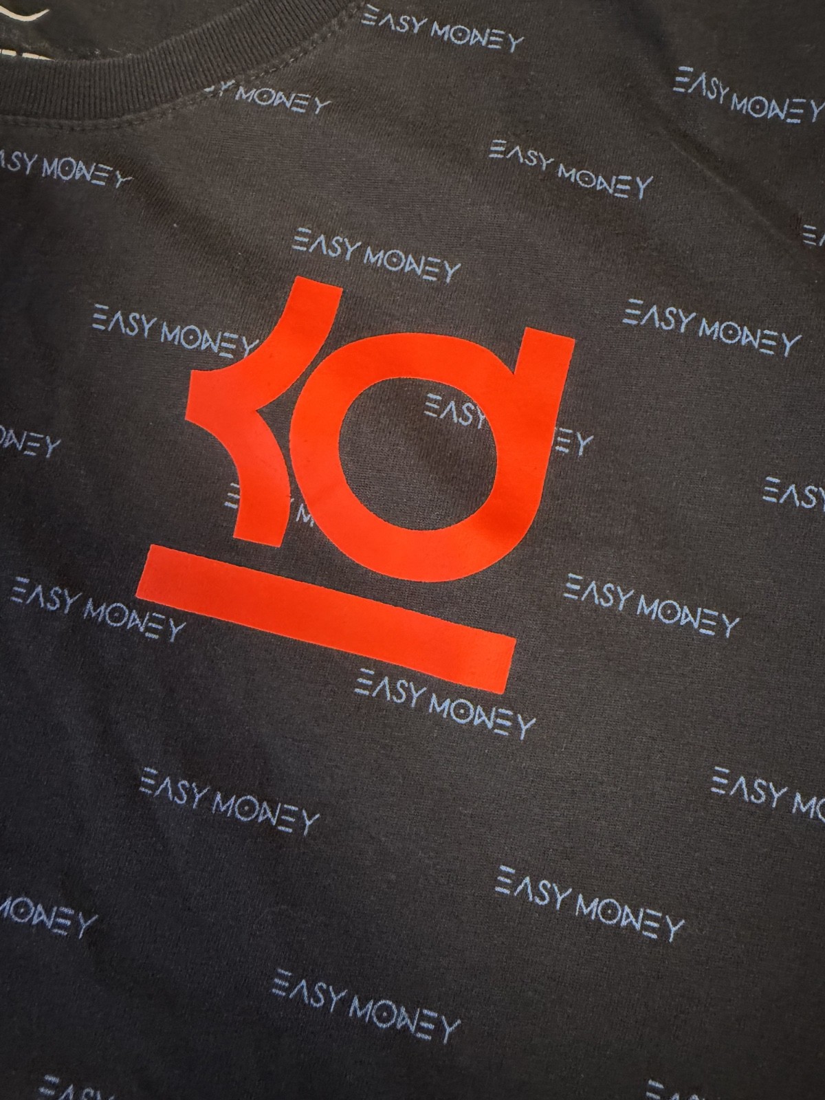 The Nike Tee Large L Black 2016 KD Kevin Durant Easy Money All Over Print Shirt