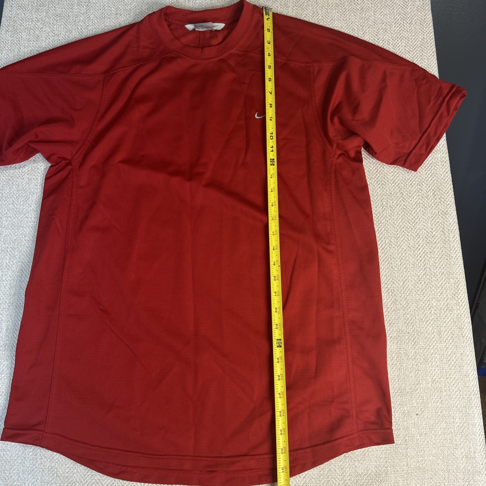 Men’s NIKE Pro Training Pull-On Crewneck Red Light Poly T-shirt – Large