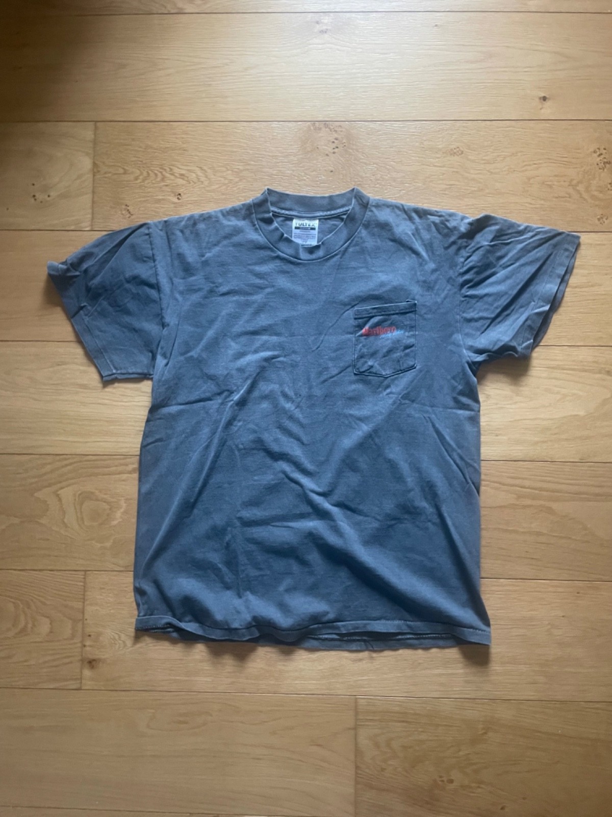 Vintage Tultex Marlboro Graphic T-Shirt Gray Cowboy Western Single Stitch Size L