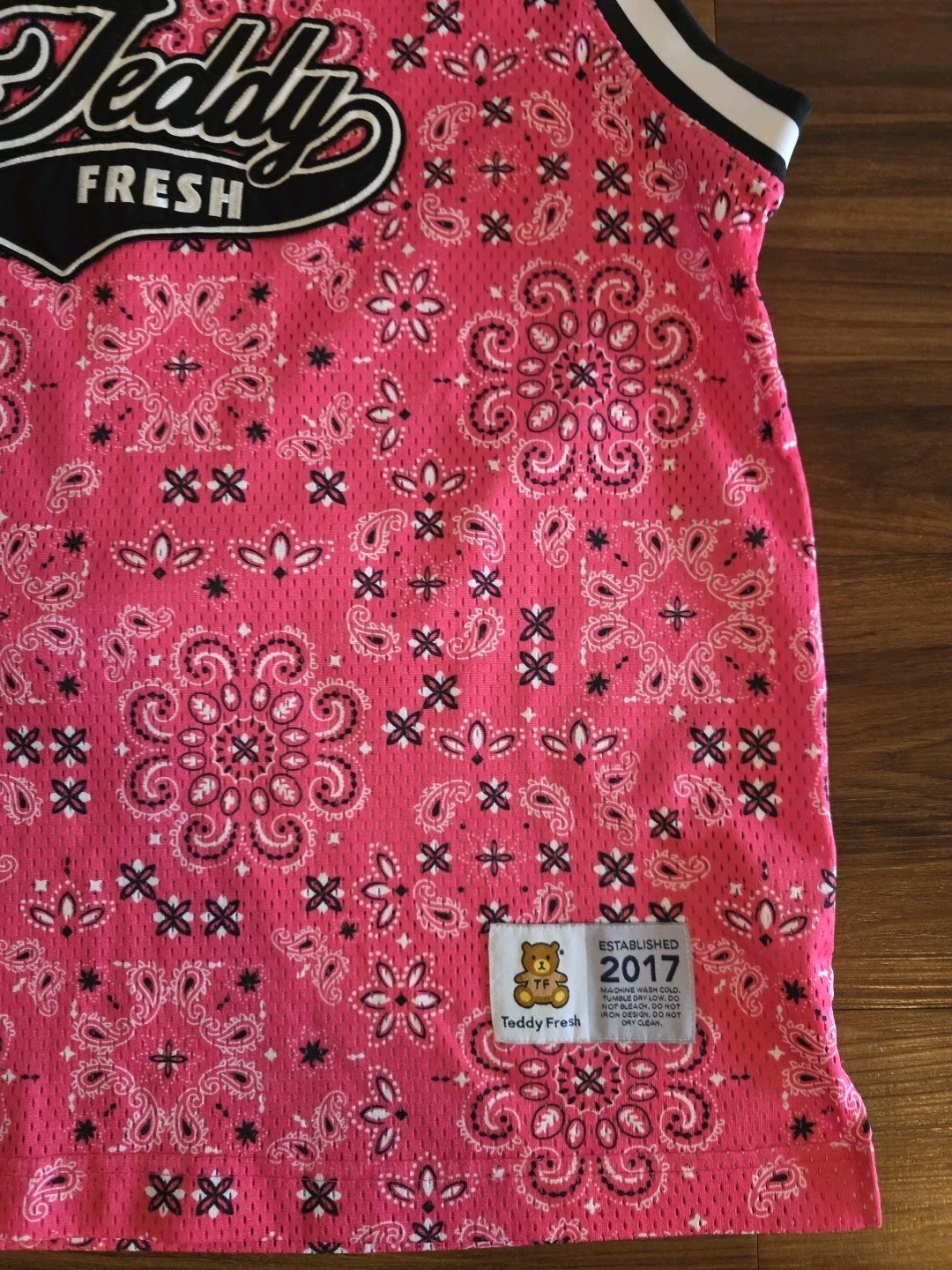 Teddy Fresh Pink Paisley Pattern Basketball Jersey Medium Streetwear