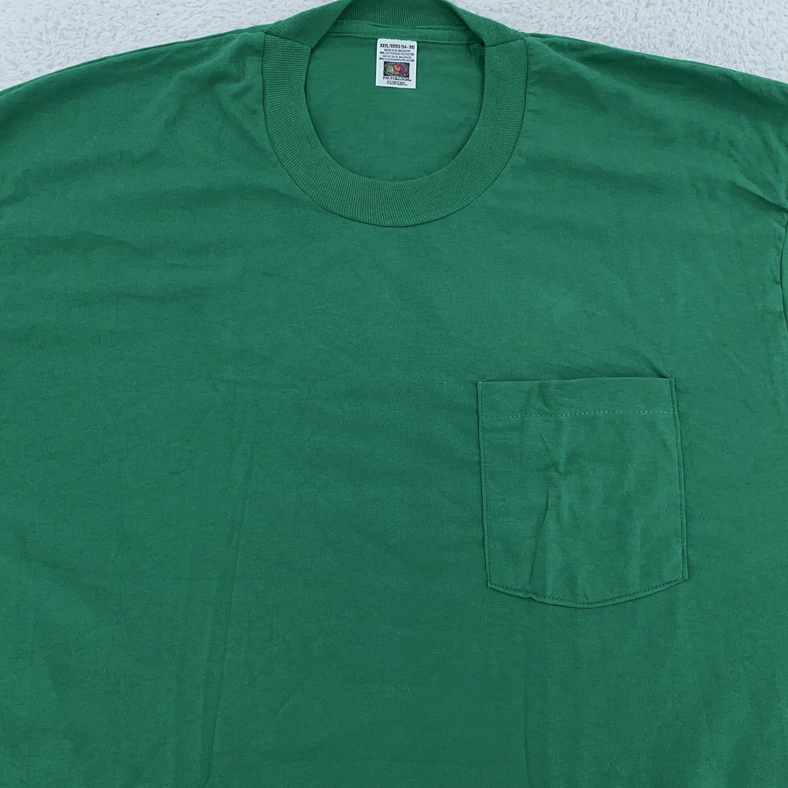 Vintage Fruit of the Loom Blank Green Pocket Shirt XL Crewneck Golden Blend Tee