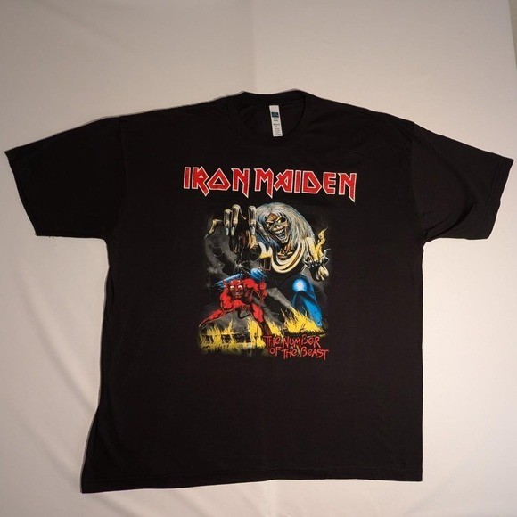 Iron Maiden The Number of the Beast Graphic Band Tee Black 2XL Heavy Metal Shirt