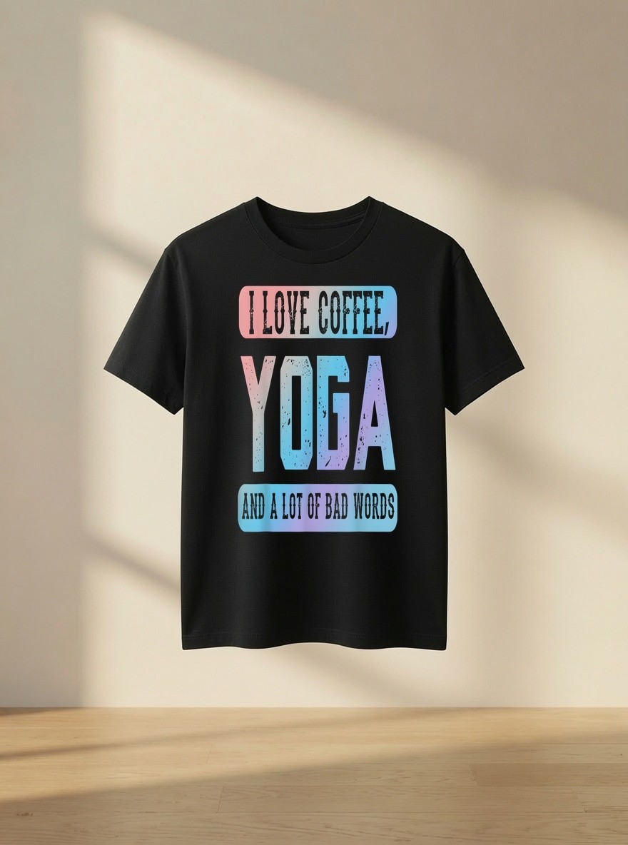 I Love Coffee Yoga and Bad Words Funny Sarcastic Zen Saying T Shirt